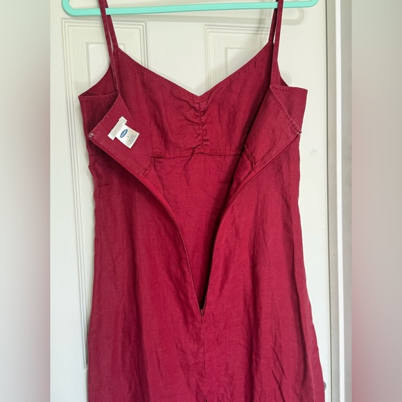 100% Linen Old Navy Red Maxi Spaghetti Strap Dress Women’s size 6 - Picture 4 of 7